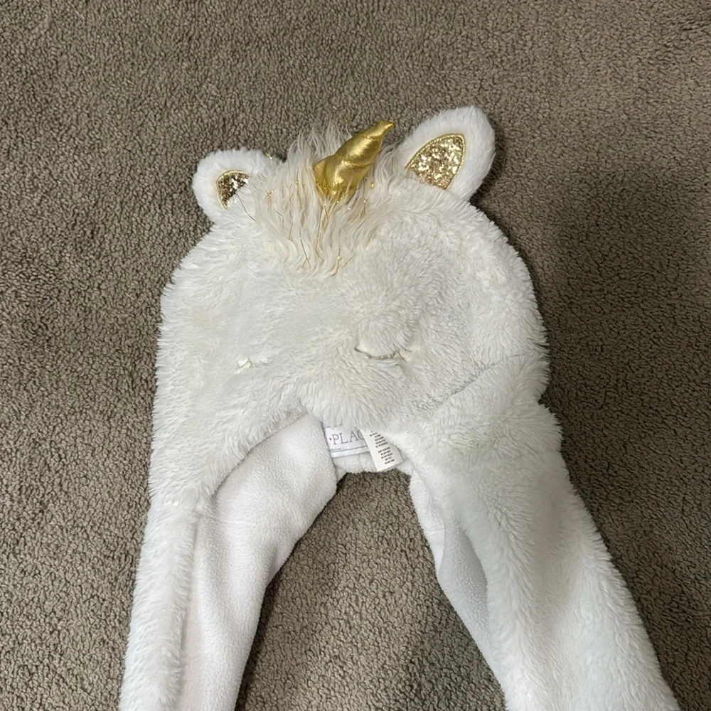 Place Fuzzy White Hooded Scarf